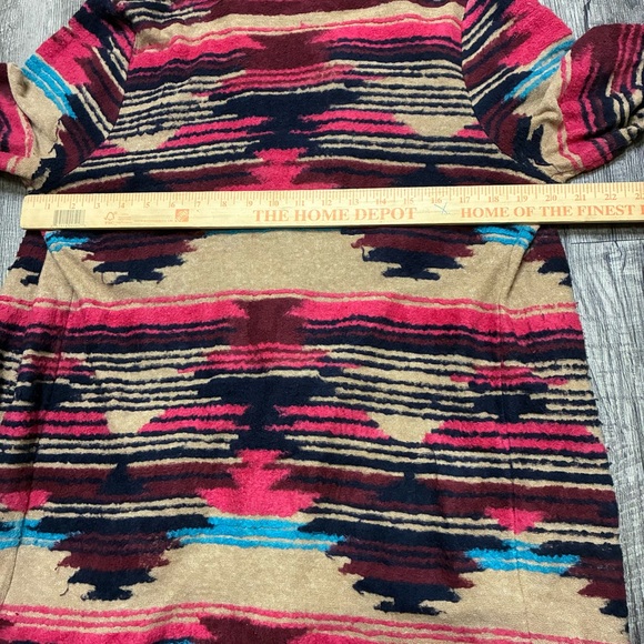Lucky Brand Open-Front Aztec Cardigan Sweater - Pink, Turquoise, Tan, Black - Picture 4 of 5